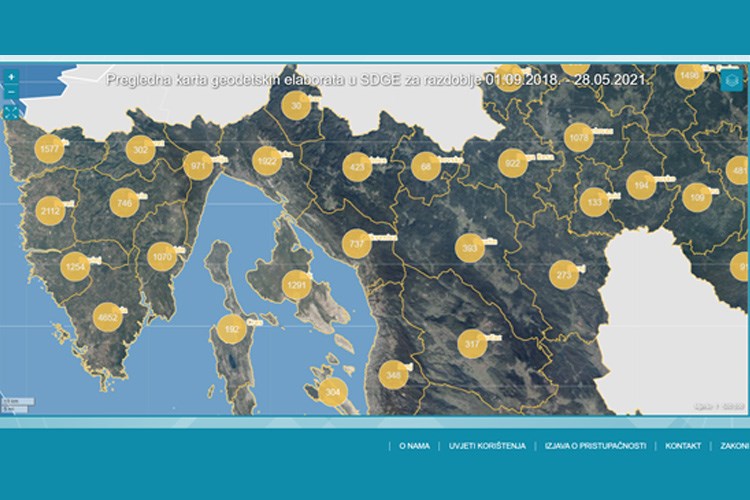 Slika Pregledna karta iz SDGE aplikacije, zoomiran dio primorja i Istre